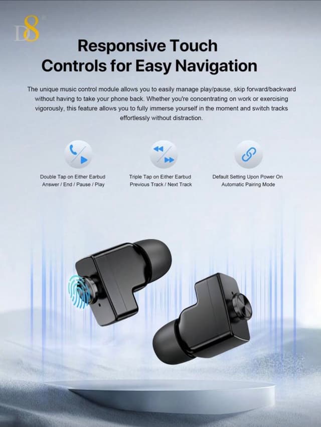 D8 Smart Watch With Earbuds