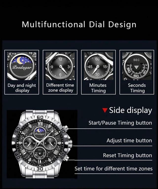 POEDAGAR Men's Sports Watch