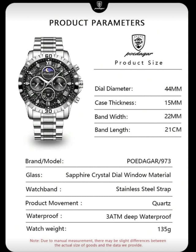 POEDAGAR Men's Sports Watch