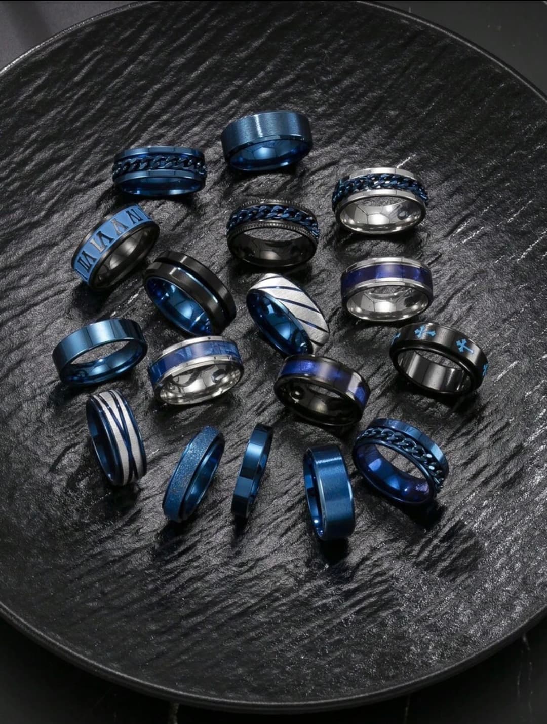 12pcs Stainless Men's Ring Set