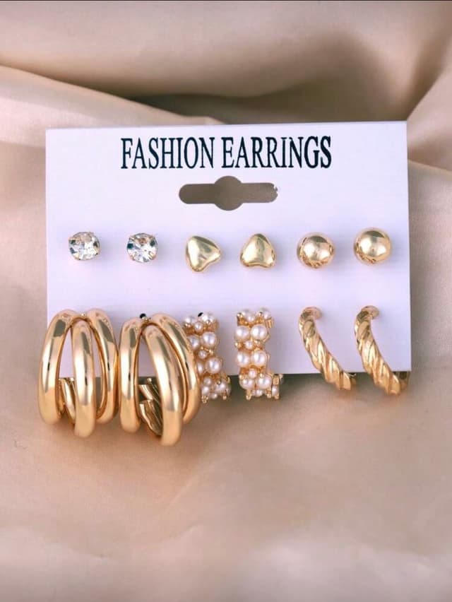 Pearl Heart Earrings Set