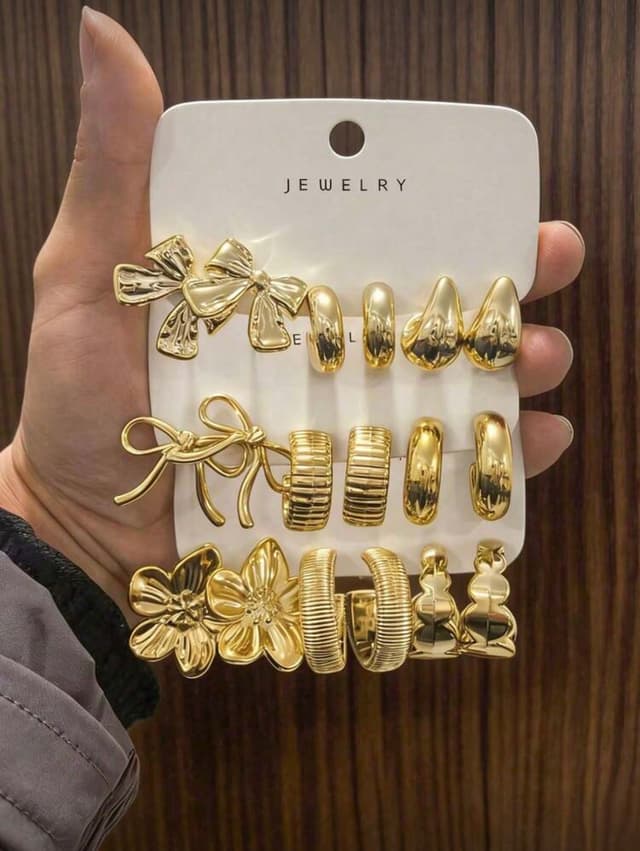 Gold Tone Fashion Earring Set