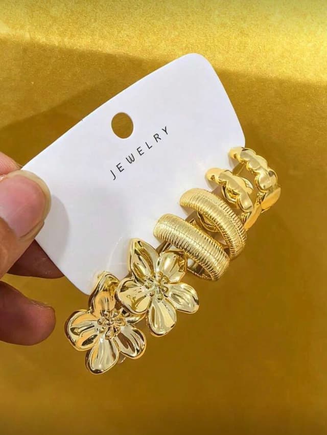 Gold Tone Fashion Earring Set